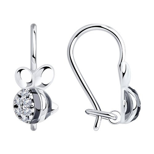 Серьги из серебра с фианитами | Present | Diamant