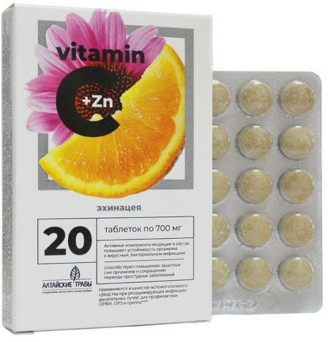 Таблетки «Витамин С с цинком и эхинацеей 700 мг» | Грин Сайд