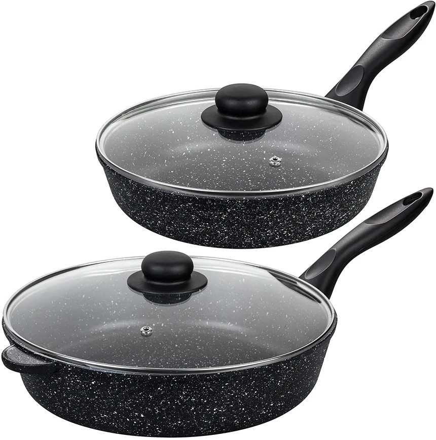 Набор сковород с крышками «Чёрный мрамор» | Гармония вкуса | Elan Gallery