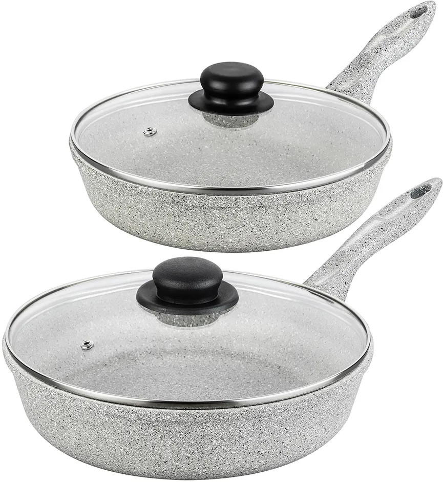 Набор сковород с крышками «Серый агат» | Гармония вкуса | Elan Gallery
