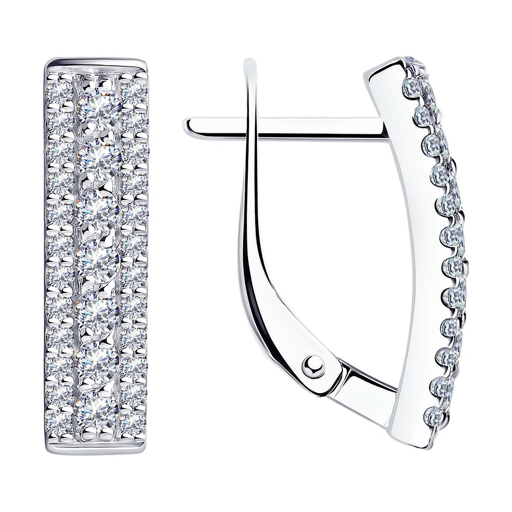 Серьги из серебра с фианитами | SOKOLOV