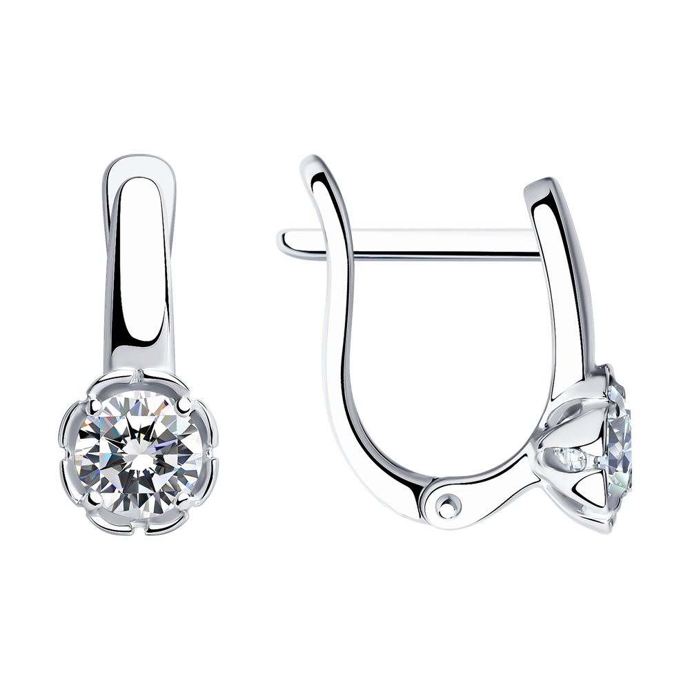 Серьги из серебра с фианитами | SOKOLOV