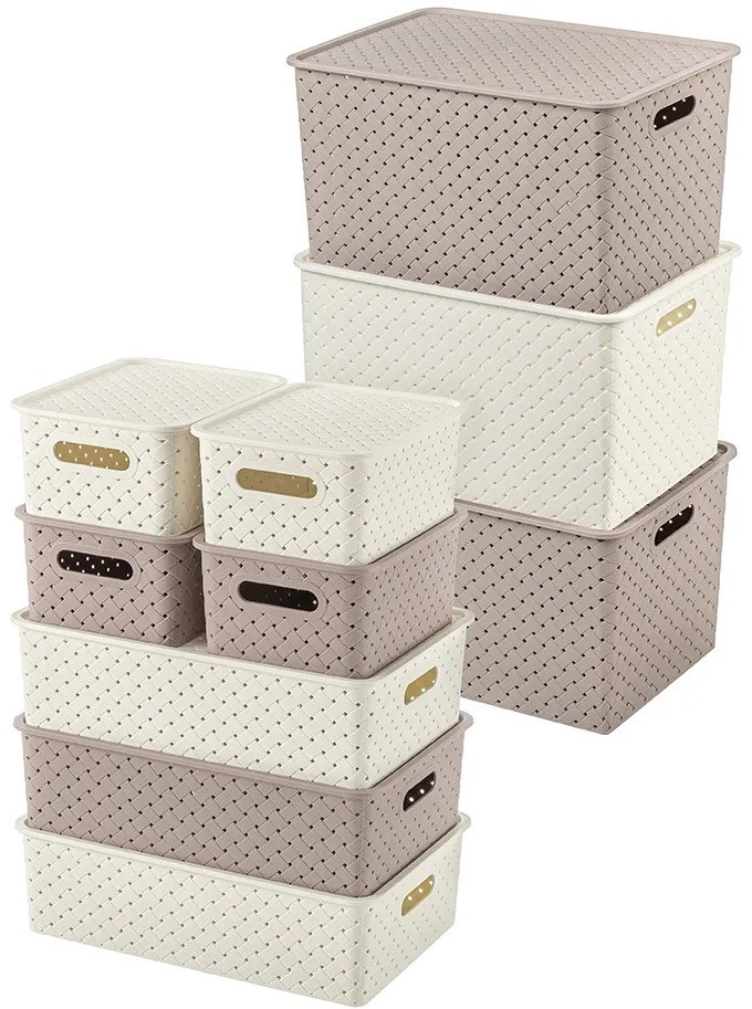 Набор корзин с крышкой | Береста | El Casa