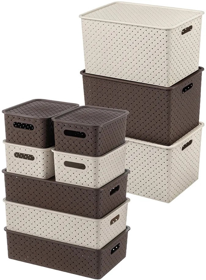 Набор корзин с крышкой | Береста | El Casa