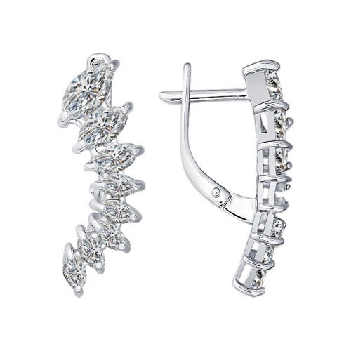 Серьги из серебра с фианитами