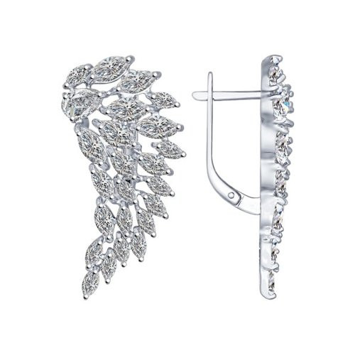 Серьги из серебра с фианитами | SOKOLOV