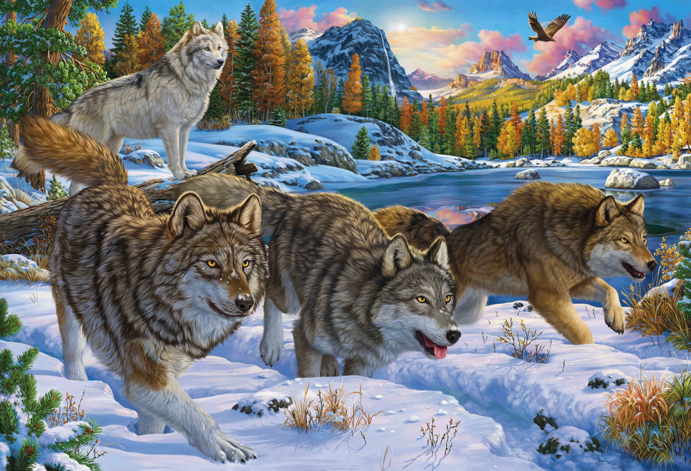 Мозаика алмазная «Волчья стая» | Рыжий кот