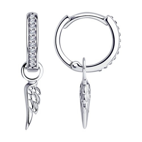 Серьги из серебра с фианитом | Svoboda | SOKOLOV