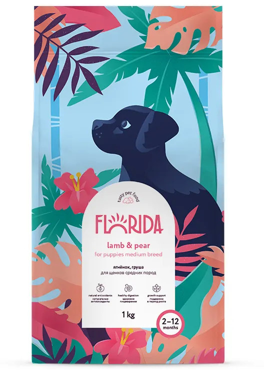 Корм для щенков средних пород с ягненком и грушей | Florida