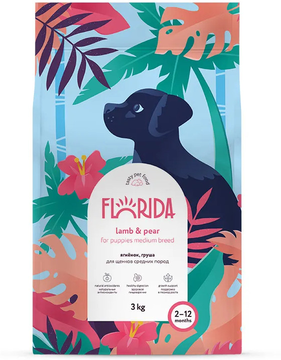 Корм для щенков средних пород с ягненком и грушей | Florida