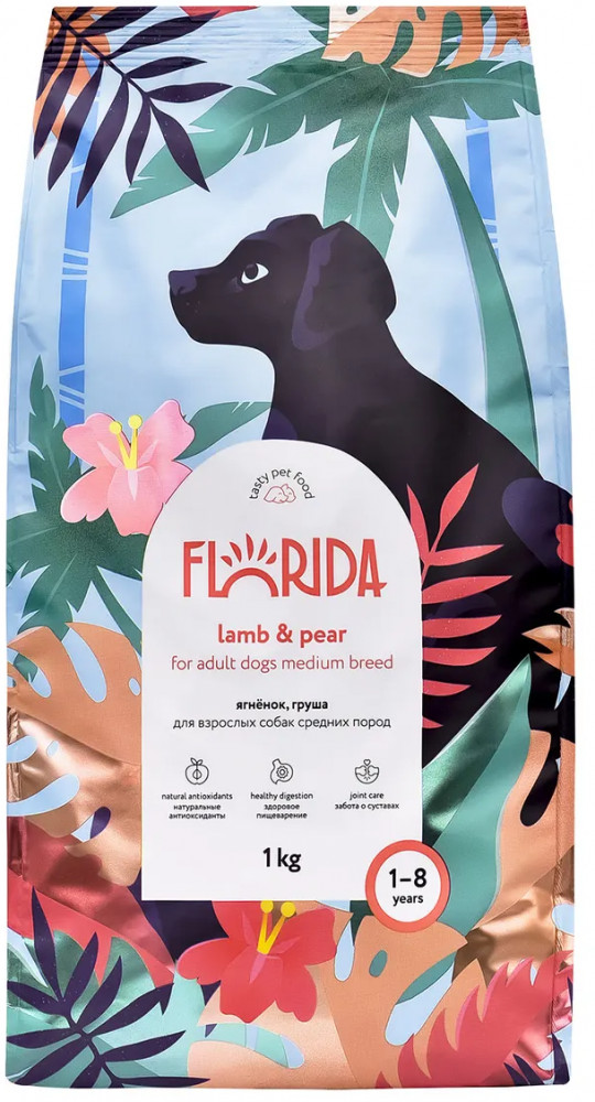 Корм для взрослых собак средних пород с ягненком и грушей | Florida