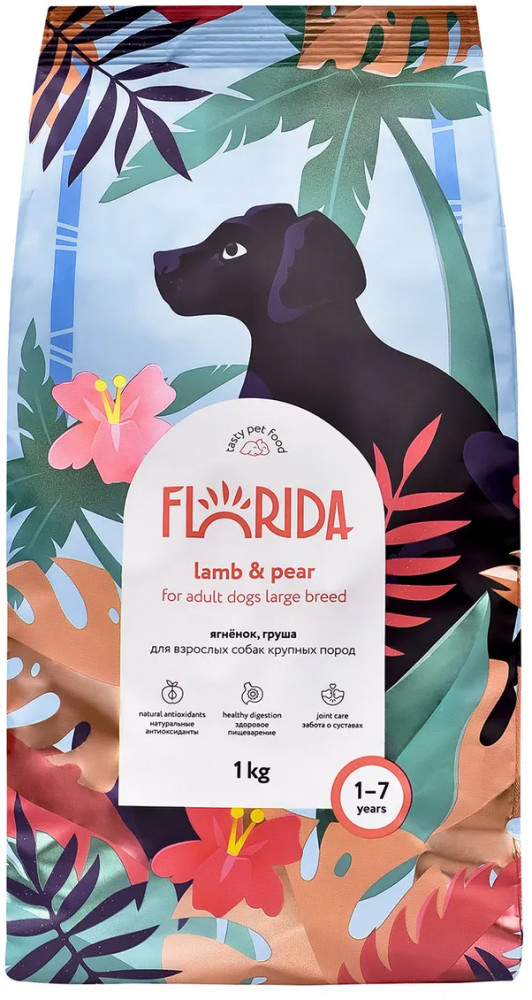 Корм для взрослых собак крупных пород с ягненком и грушей | Florida