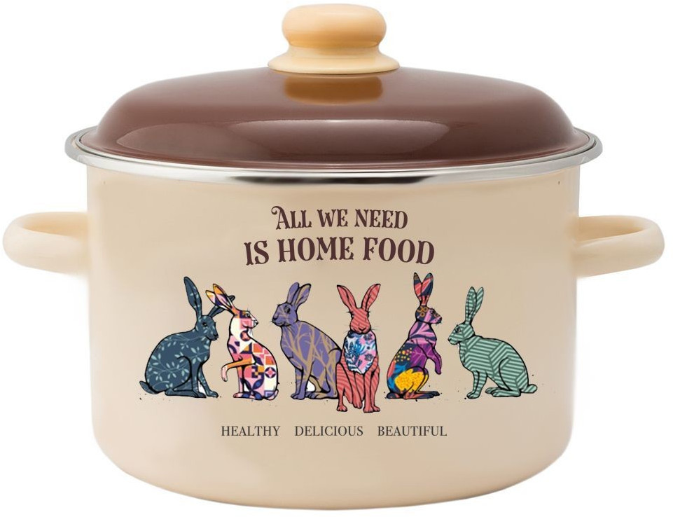 Кастрюля эмалированная с крышкой «Зайцы» | Зайцы | Appetite