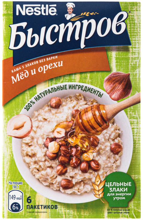 Каша овсяная «Мед и орехи» | Быстров