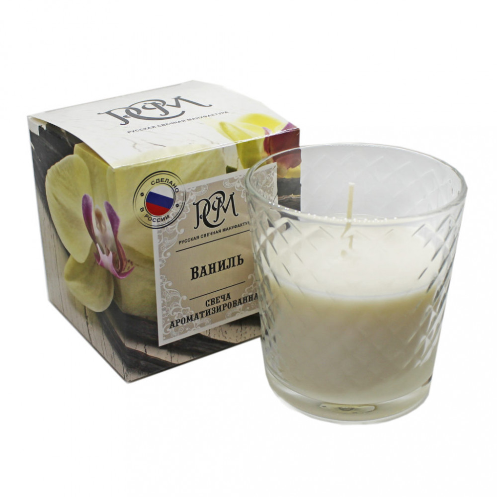 Свеча в стакане «Ваниль» | Русская свечная мануфактура