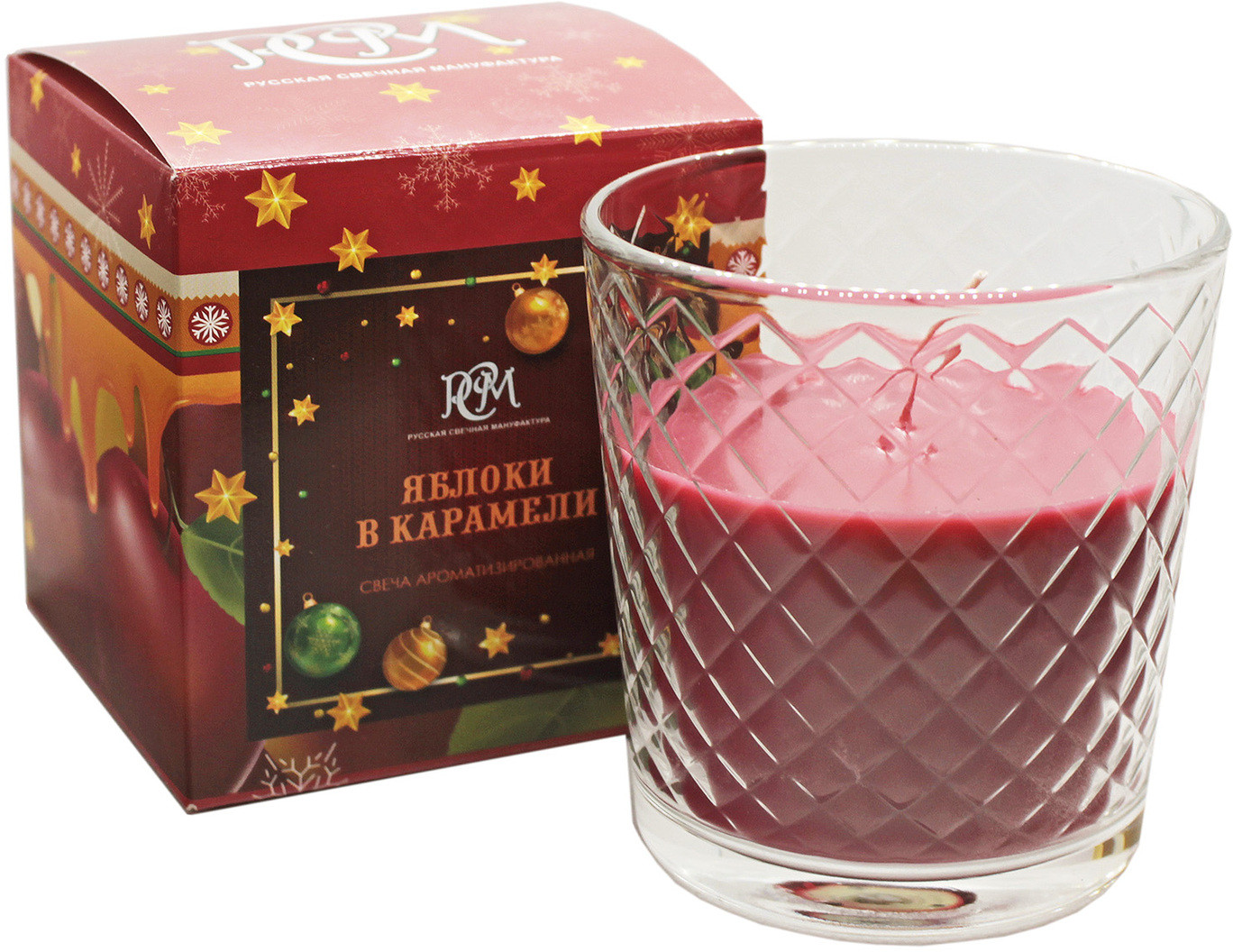 Свеча в стакане «Яблоки в карамели» | Русская свечная мануфактура