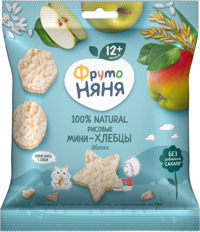 Хлебцы-мини рисовые с яблоком | ФрутоНяня