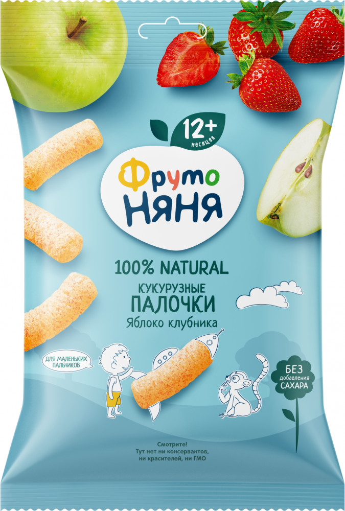 Палочки кукурузные с яблоком и клубникой | ФрутоНяня