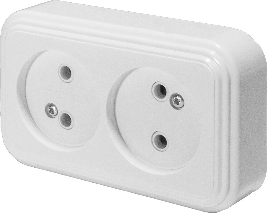 Розетка двухместная без заземления | Брест | Stekker