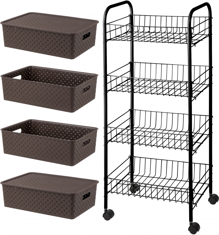 Набор корзинок с этажеркой «Береста» | Береста | El Casa