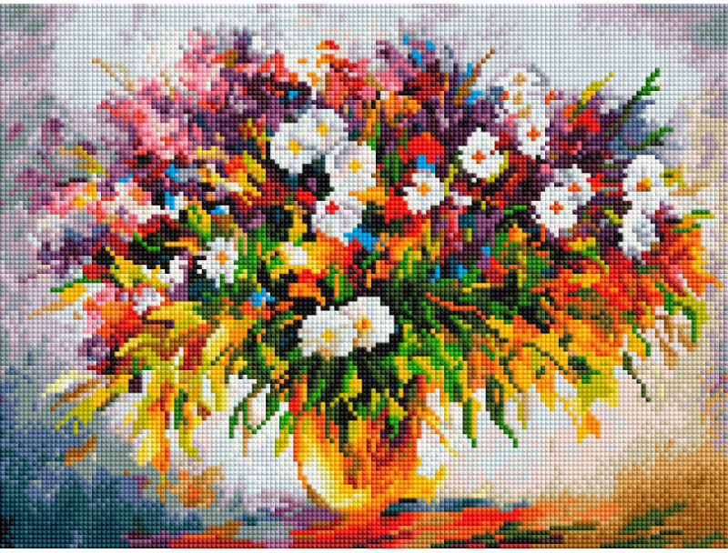 Мозаика алмазная «Сирень и ромашки» | Белоснежка