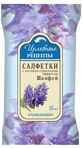 Салфетки влажные с антибактериальным эффектом, очищающие «Шалфей» | Целебные рецепты | Эфти Косметикс