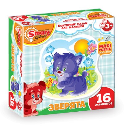 Контурный макси — пазл «Зверята. Котенок» | Умные игры | Smart