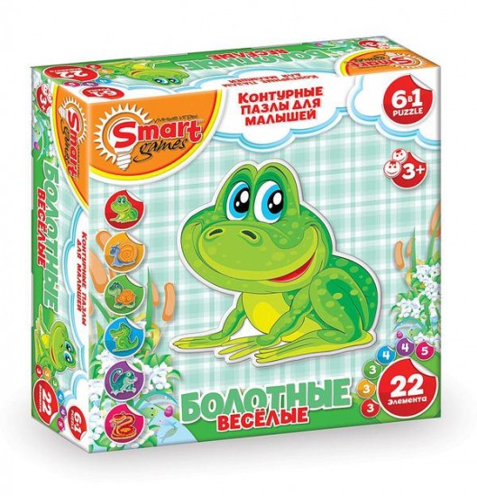Контурный пазл 6 в 1 "Веселый водоем" | Контурные пазлы для малышей | Smart