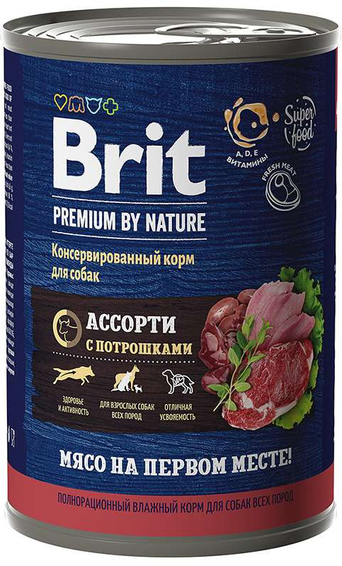 Консервы для собак всех пород с мясным ассорти и потрошками | Brit