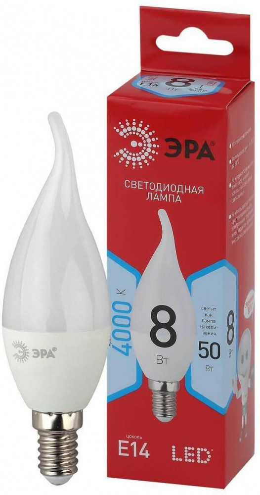 Лампа светодиодная Эра BXS-8W-840-E14 R | Red line | Эра