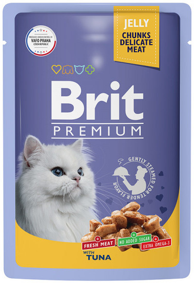 Пауч для взрослых кошек с тунцом в желе | Premium | Brit