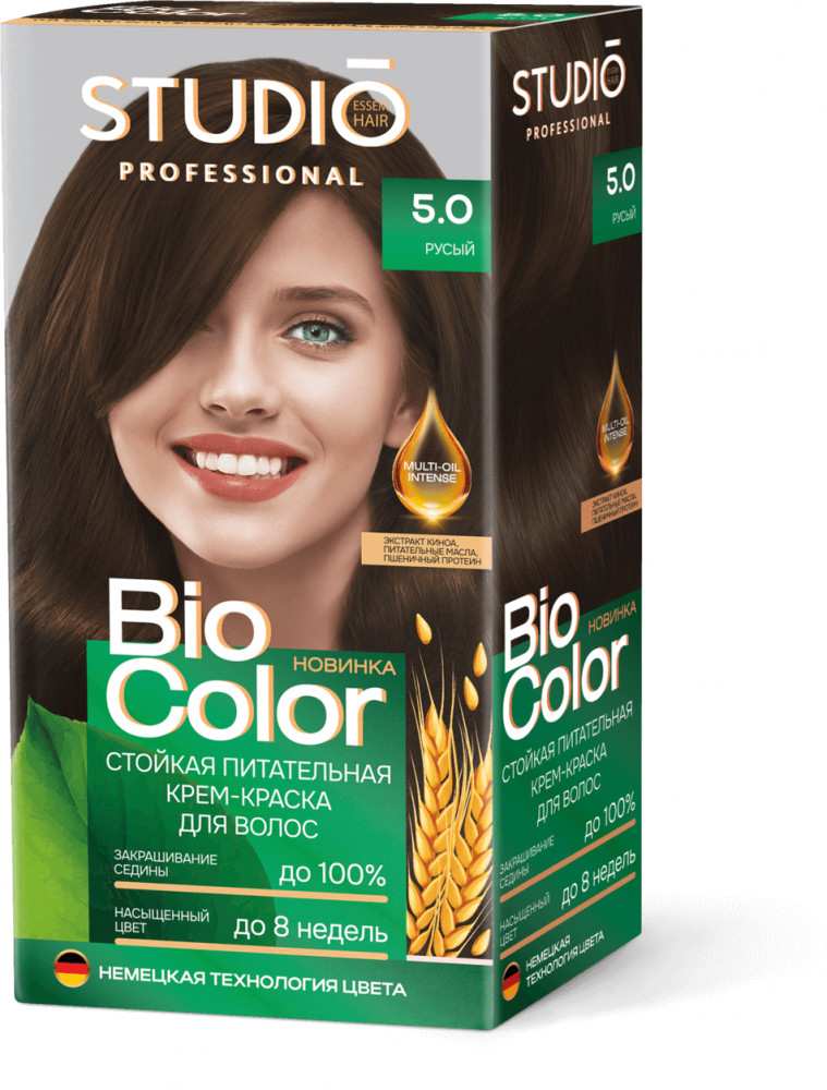 Крем-краска для волос, оттенок 5.0 Русый | Studio Professional