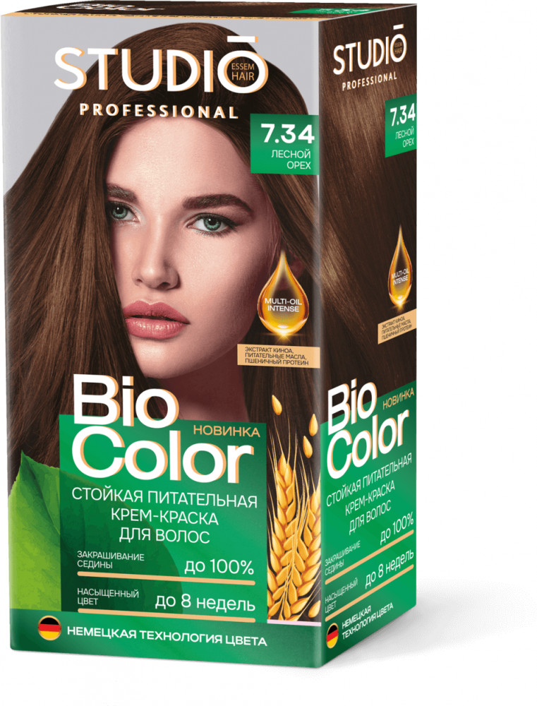 Крем-краска для волос, оттенок 7.34 Лесной орех | Biocolor | Studio Professional