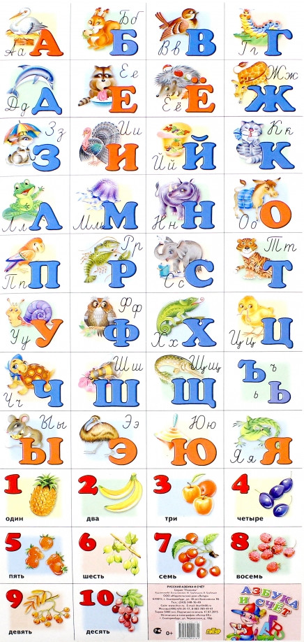 Азбука русская с прописными буквами и цифрами