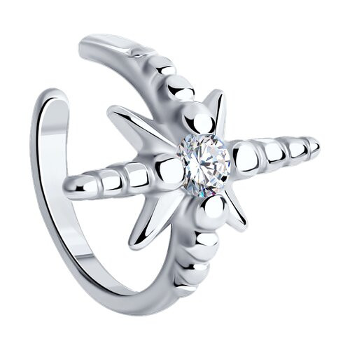 Серьга из серебра с фианитом
