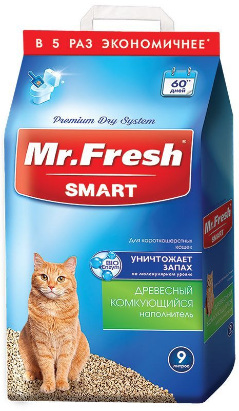 Наполнитель для кошачьего туалета древесный, комкующийся | Mr.Fresh Expert