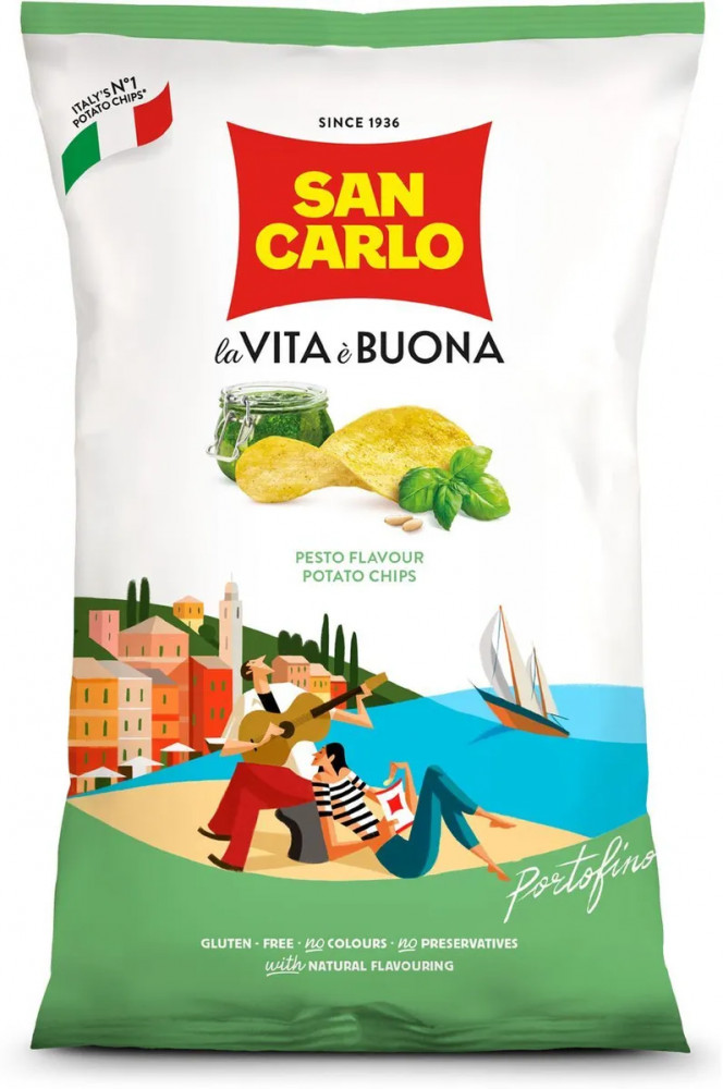 Чипсы картофельные со вкусом соуса песто | San Carlo