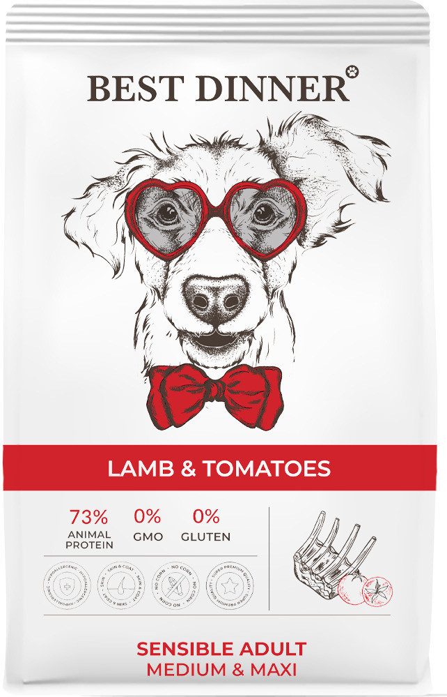 Корм для собак с ягнёнком и томатом | Best Dinner