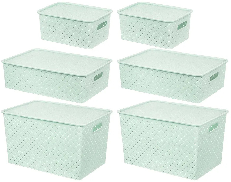 Набор корзин с крышкой | Береста | El Casa