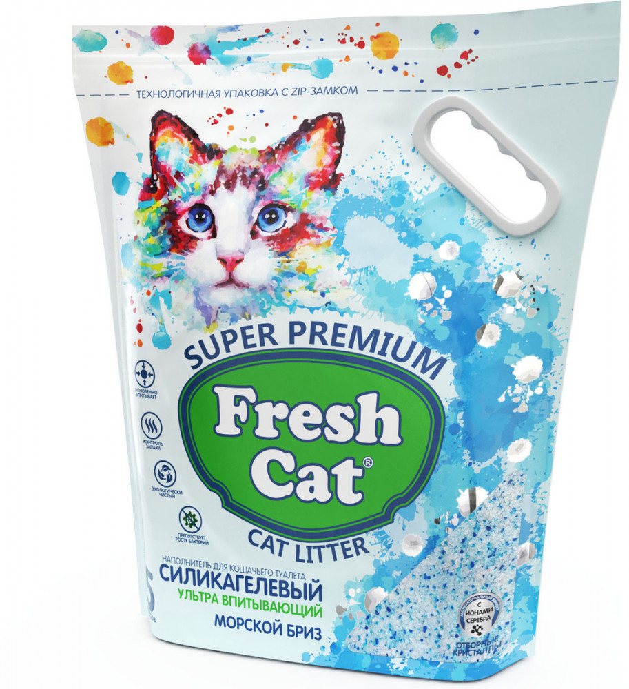 Наполнитель впитывающий силикагелевый «Морской бриз» | Fresh cat