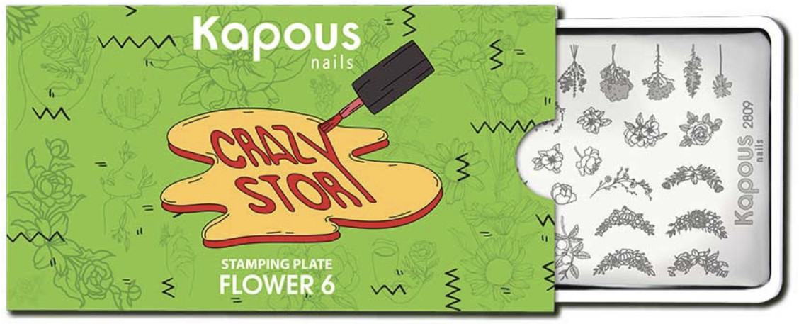 Пластина для стемпинга «Flower 6» | Crazy story | Kapous Professional