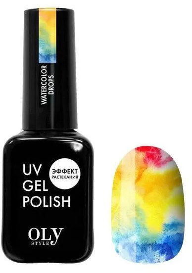 Гель-лаковое покрытие с эффектом растекания «Watercolor drops» | UV gel polish | Oly Style