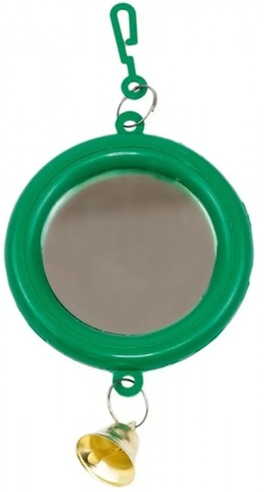 Зеркало для птиц малое круглое с колокольчиком | Yami-Yami