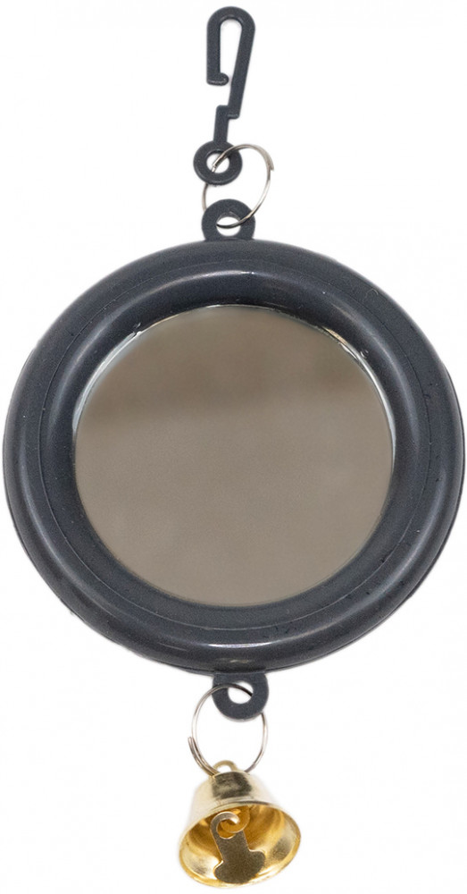 Зеркало для птиц малое круглое с колокольчиком | Yami-Yami