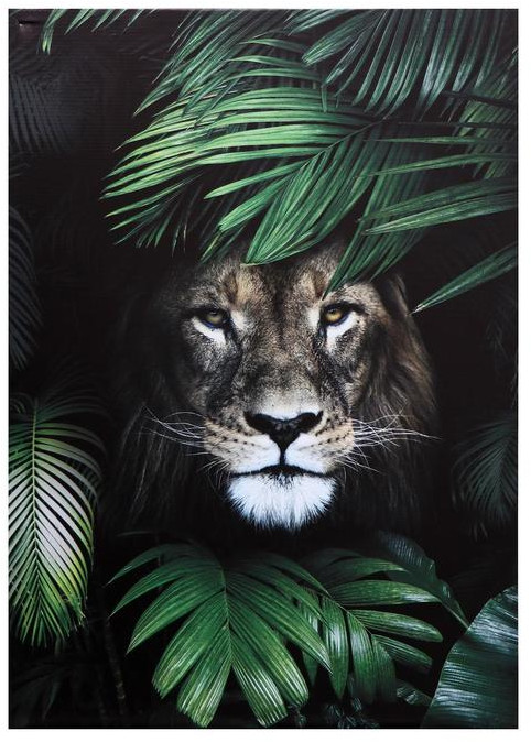 Картина на холсте «Лев в листьях» | Topposters