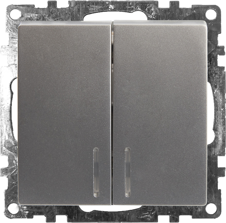 Выключатель двухклавишный с подсветкой | Катрин | Stekker