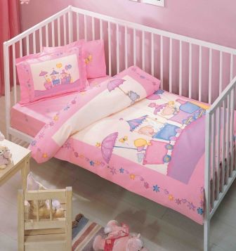 Комплект постельного белья для новорожденного «Little train» (TAC, ранфорс, 2 наволочка 35х45) розовый | TAC