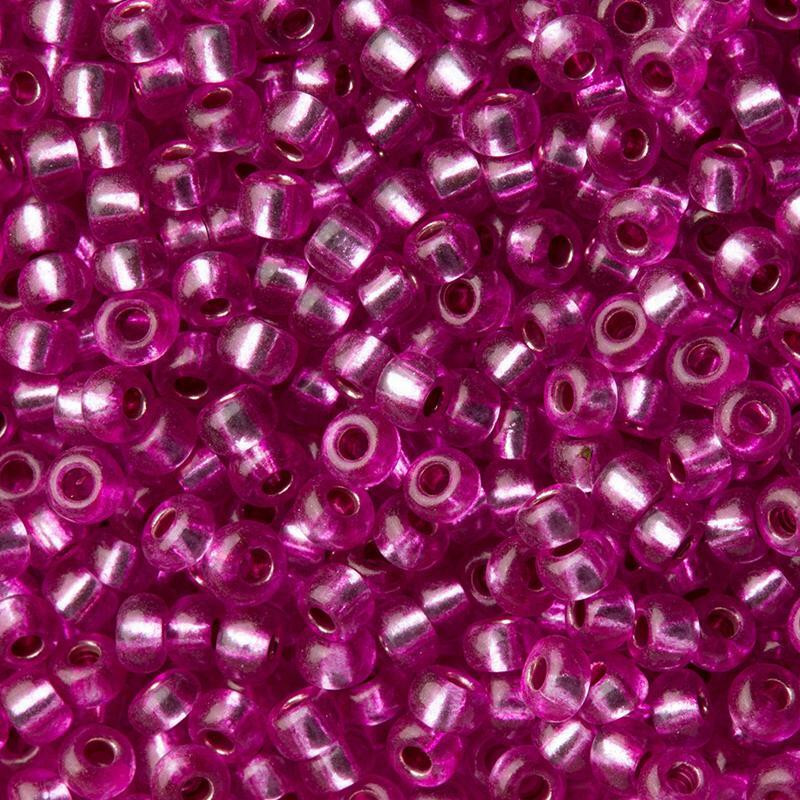 Бисер прозрачный c серебряным прокрасом, цвет 08225 сиренево-розовый | Preciosa