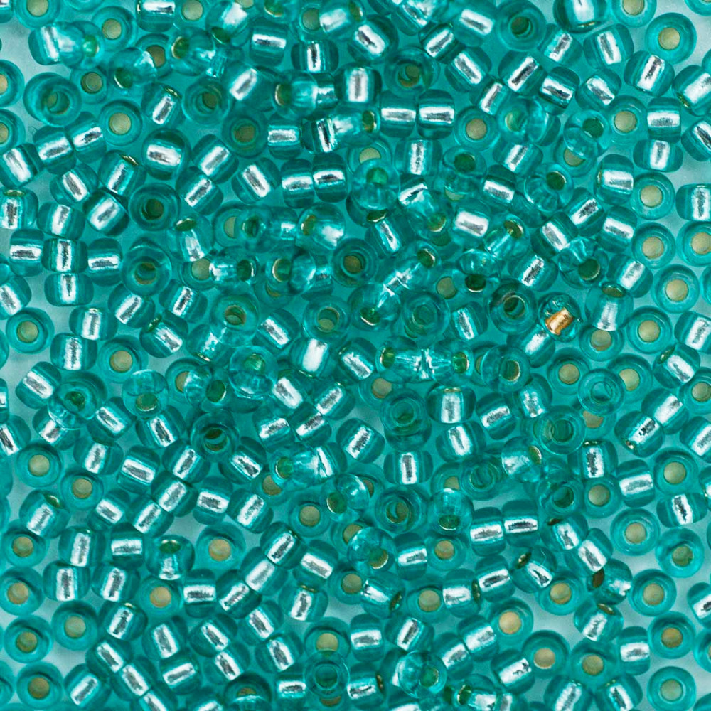 Бисер прозрачный c серебряным прокрасом, цвет 08258 бирюзово-зеленый | Preciosa