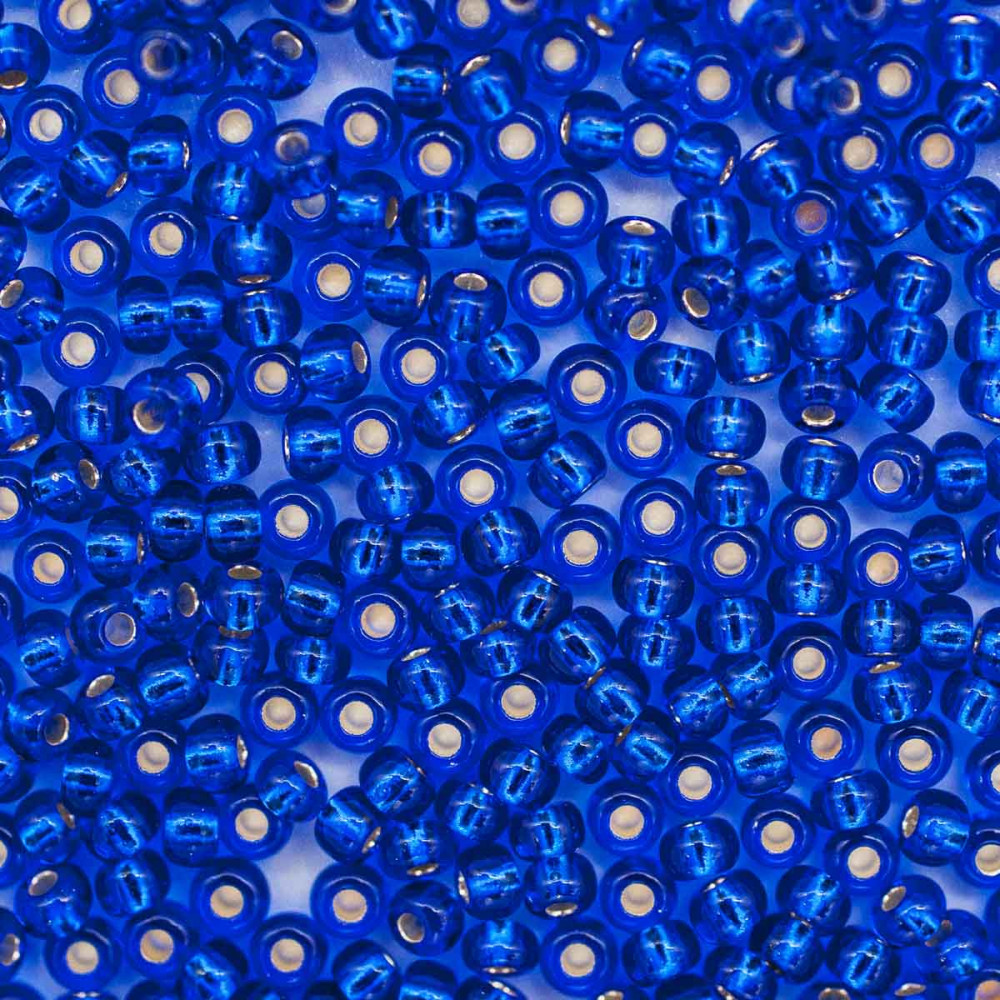 Бисер прозрачный c серебряным прокрасом, цвет 37080 васильково-синий | Preciosa